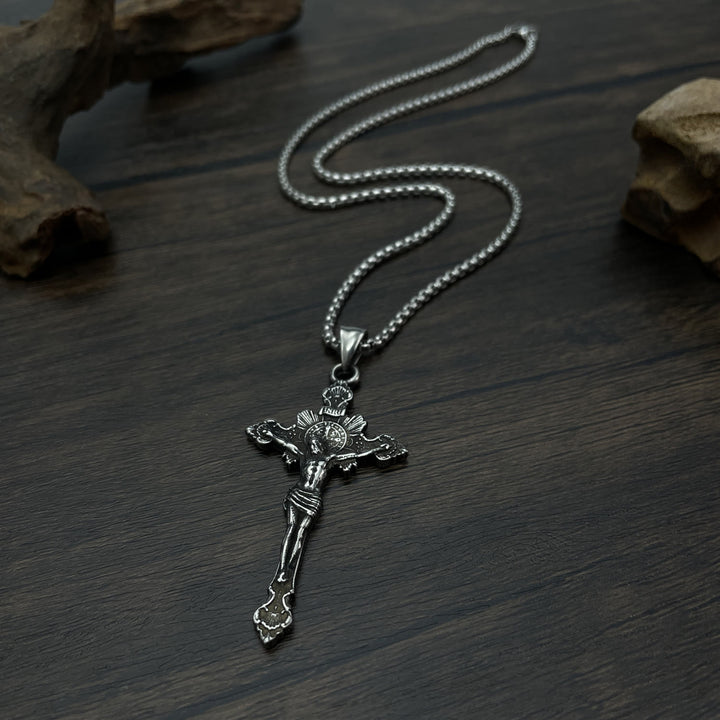 Collana con crocifisso e simbolo di San Benedetto - image 1