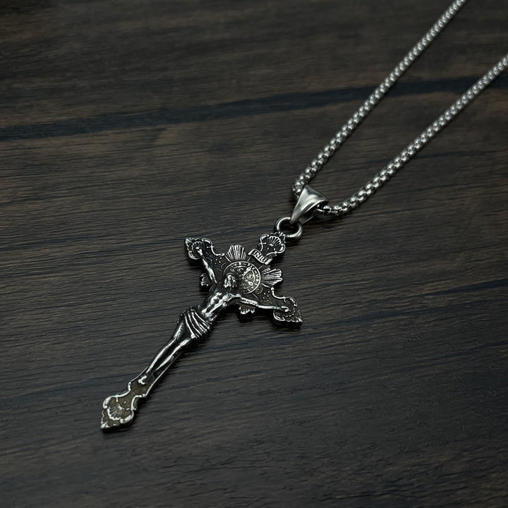 Collana con crocifisso e simbolo di San Benedetto - image 7