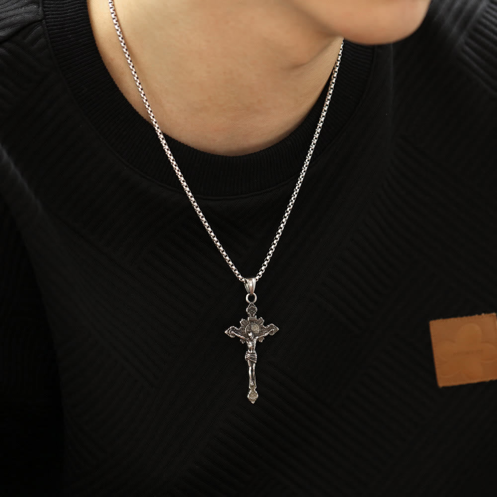Collana con crocifisso e simbolo di San Benedetto - image 6
