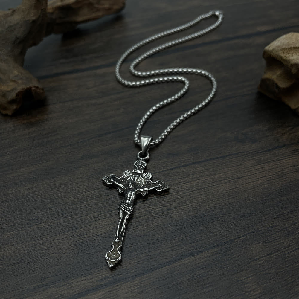 Collana con crocifisso e simbolo di San Benedetto - image 8
