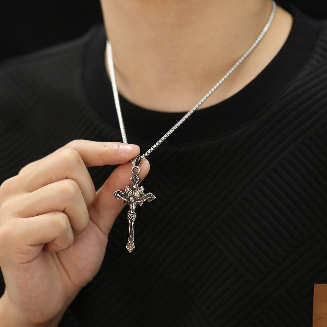 Collana con crocifisso e simbolo di San Benedetto - image 5