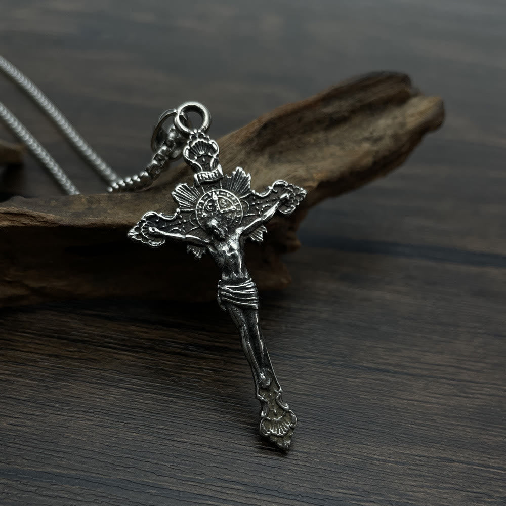 Collana con crocifisso e simbolo di San Benedetto - image 2