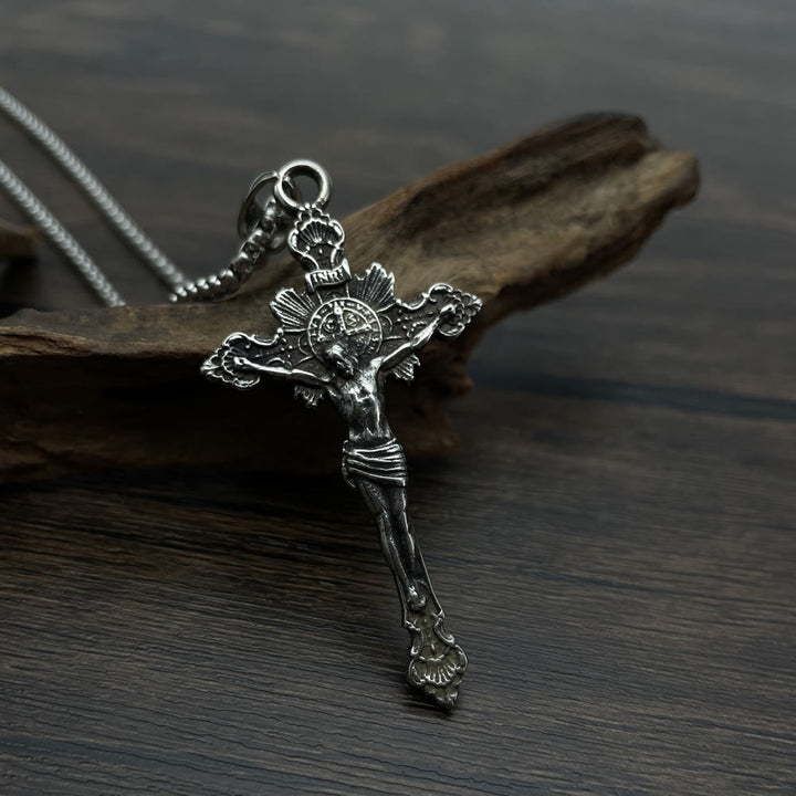 Collana con crocifisso e simbolo di San Benedetto - image 2