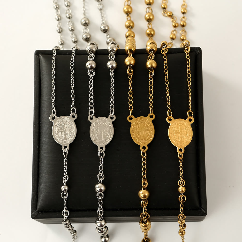 Rosario crocifisso di San Benedetto con perline in acciaio inossidabile - image 4