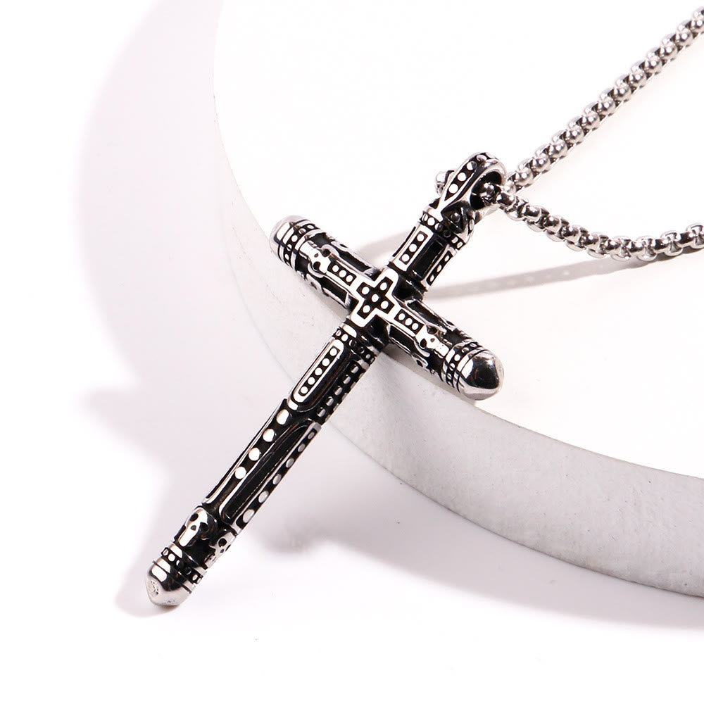 Collana con ciondolo colorato a forma di croce con incisione floreale Christianartworkshop - Metallico - image 0