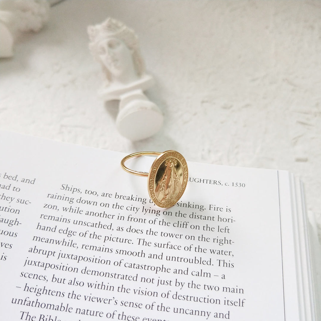 Anello di protezione miracolosa Maria Benedetta in argento Sterling S925 di Christianartworkshop - image 1