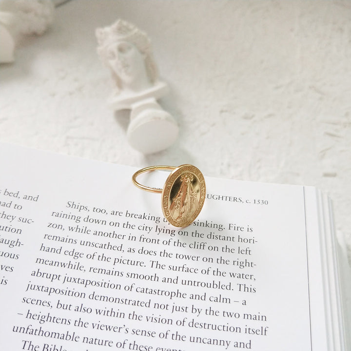 Anello di protezione miracolosa Maria Benedetta in argento Sterling S925 di Christianartworkshop - image 1