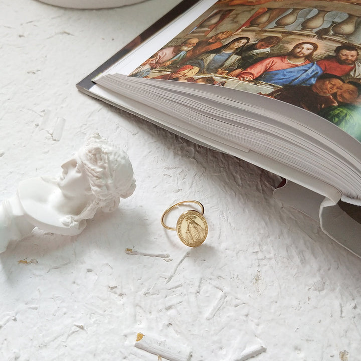 Anello di protezione miracolosa Maria Benedetta in argento Sterling S925 di Christianartworkshop - image 2