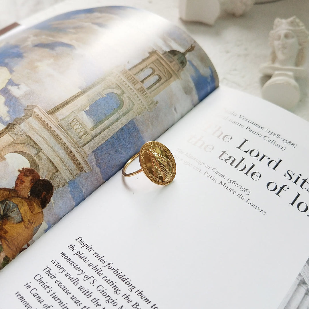 Anello di protezione miracolosa Maria Benedetta in argento Sterling S925 di Christianartworkshop - image 3