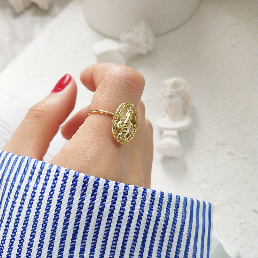 Anello di protezione miracolosa Maria Benedetta in argento Sterling S925 di Christianartworkshop - image 5