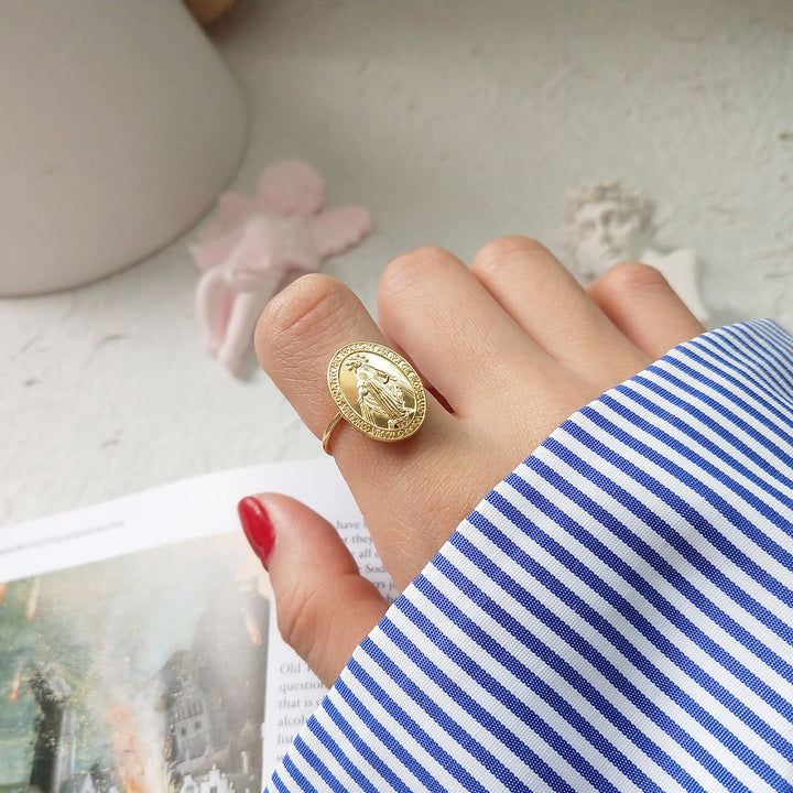 Anello di protezione miracolosa Maria Benedetta in argento Sterling S925 di Christianartworkshop - image 7