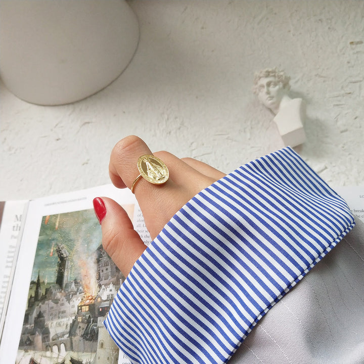 Anello di protezione miracolosa Maria Benedetta in argento Sterling S925 di Christianartworkshop - image 8