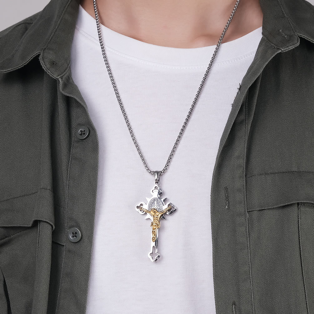 Christianartworkshop Collana con crocifisso e simbolo di San Benedetto - image 10