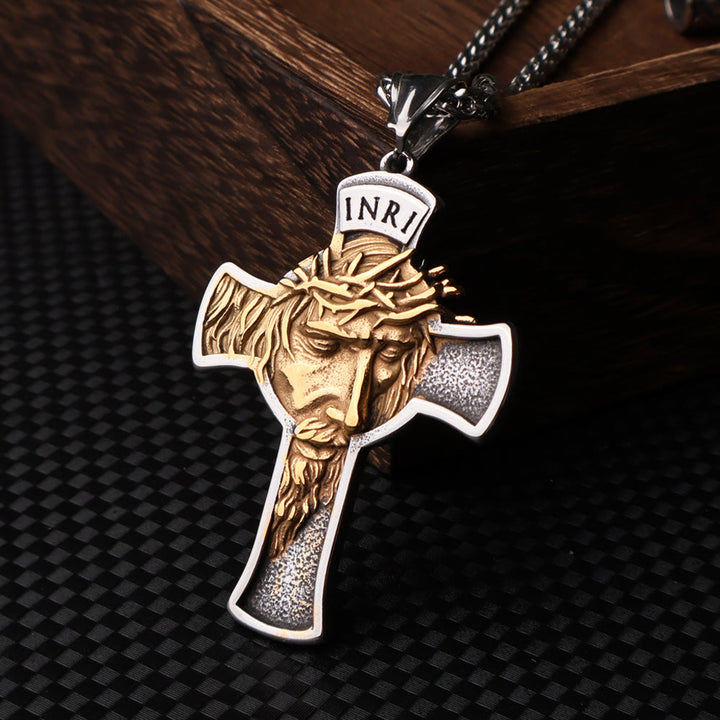 Collana con croce di Gesù Christianartworkshop - Argento-oro - image 8