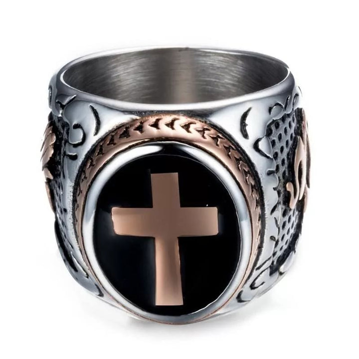 Christianartworkshop Anello religioso in titanio con croce retrò "Mano di Dio" - image 11