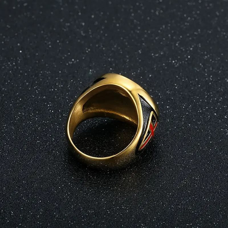Anello di protezione in titanio con scudo e armatura da cavaliere Christianartworkshop - image 5