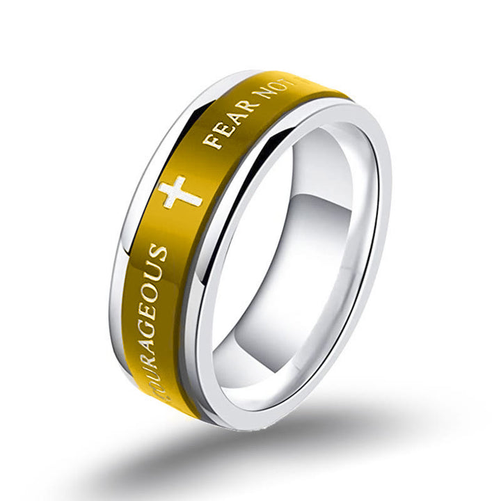 Anello rotante con bordi a croce in titanio nero/oro Christianartworkshop - D'oro - US 13 - image 6
