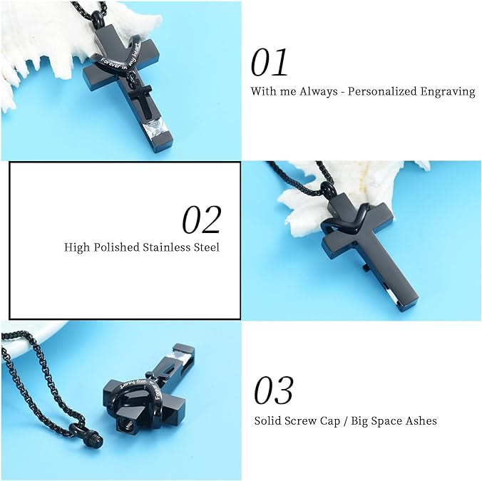 Collana con ciondolo a forma di urna con doppia croce e pietra portafortuna per i 12 mesi Christianartworkshop - image 2