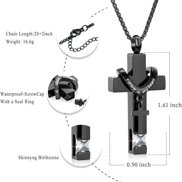 Collana con ciondolo a forma di urna con doppia croce e pietra portafortuna per i 12 mesi Christianartworkshop - image 5