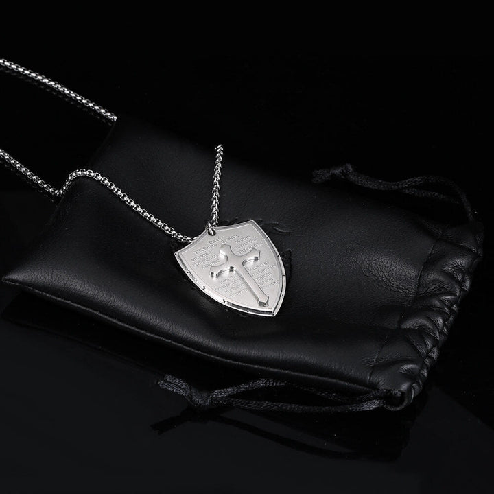 Collana con ciondolo a forma di croce con preghiera del Padre Nostro in acciaio inossidabile Christianartworkshop - image 3