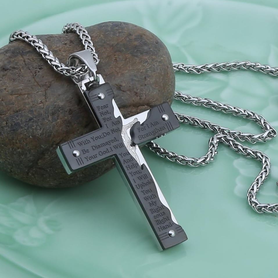 Christianartworkshop Gesù Christianartworkshop Crocifisso Religione Croce Collana con ciondolo - Nero - image 8