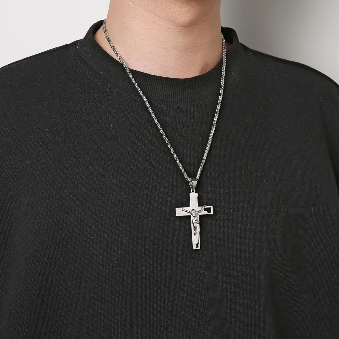 Christianartworkshop Collana con ciondolo a forma di croce in acciaio inossidabile con preghiera biblica - image 9