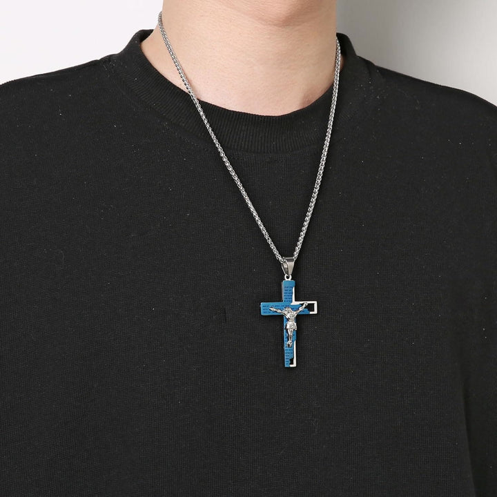 Christianartworkshop Collana con ciondolo a forma di croce in acciaio inossidabile con preghiera biblica - image 3