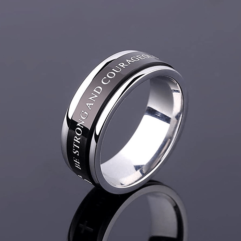 Anello rotante con bordi a croce in titanio nero/oro Christianartworkshop - image 2