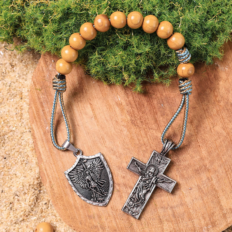 Rosario tascabile con croce di Gesù Spirito Santo e medaglia di San Michele Arcangelo - image 2