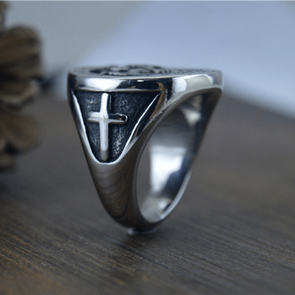 Christianartworkshop Anello con sigillo della medaglia di San Cristoforo "Proteggici" - image 10