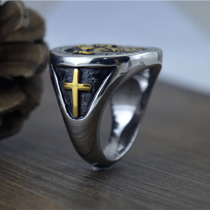 Christianartworkshop Anello con sigillo della medaglia di San Cristoforo "Proteggici" - image 2