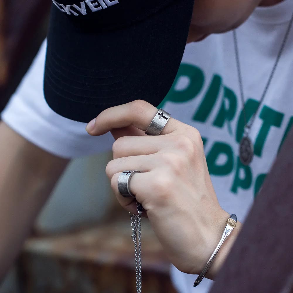 Christianartworkshop Anello con croce in acciaio inossidabile punk antico Christianartworkshop - image 14