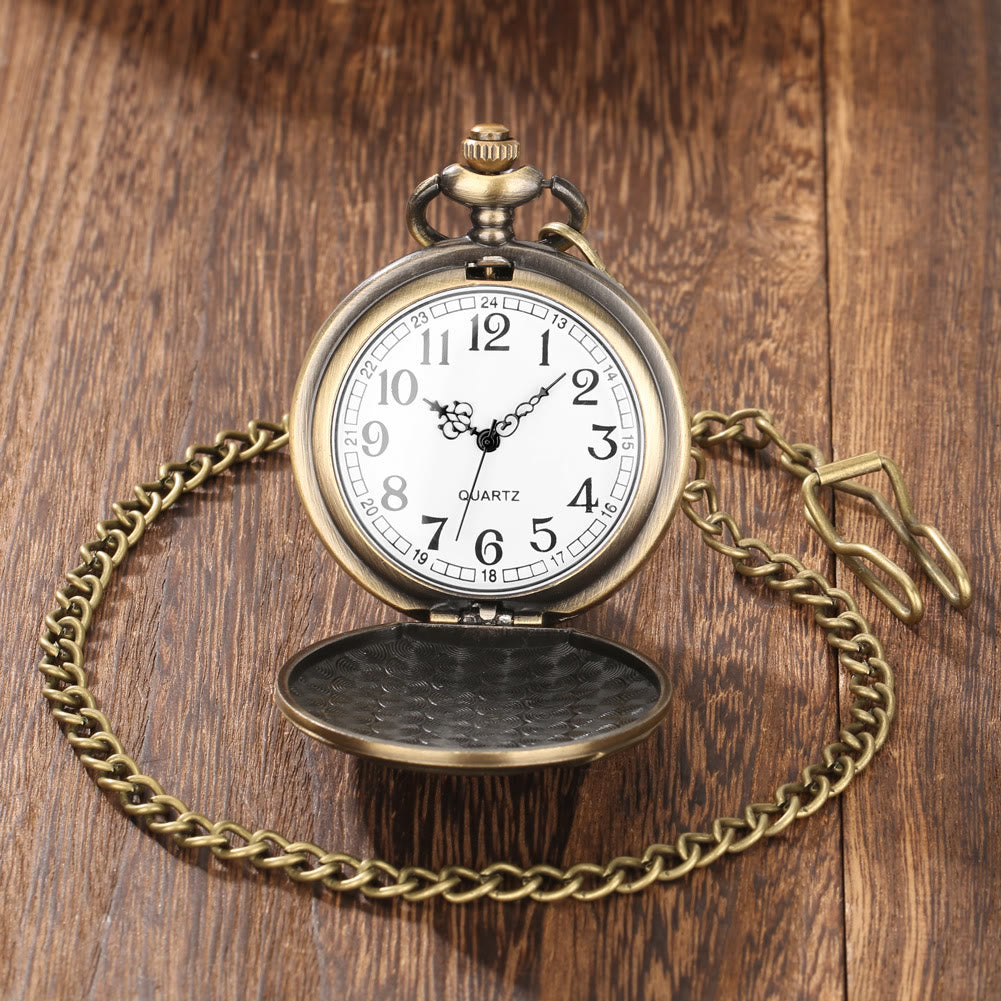 Orologio da tasca in bronzo con movimento al quarzo e Bibbia di Gesù - image 3