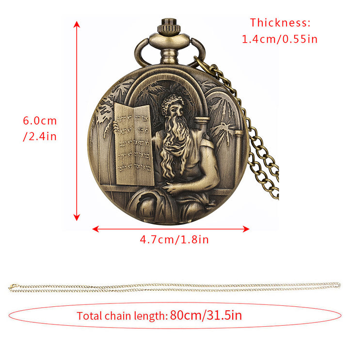 Orologio da tasca in bronzo con movimento al quarzo e Bibbia di Gesù - image 7