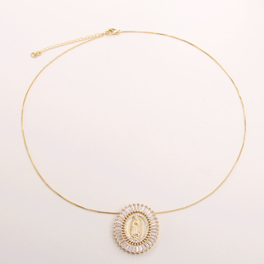 Christianartworkshop Collana con ciondolo amuleto in zirconia della Madonna di Guadalupe - image 5