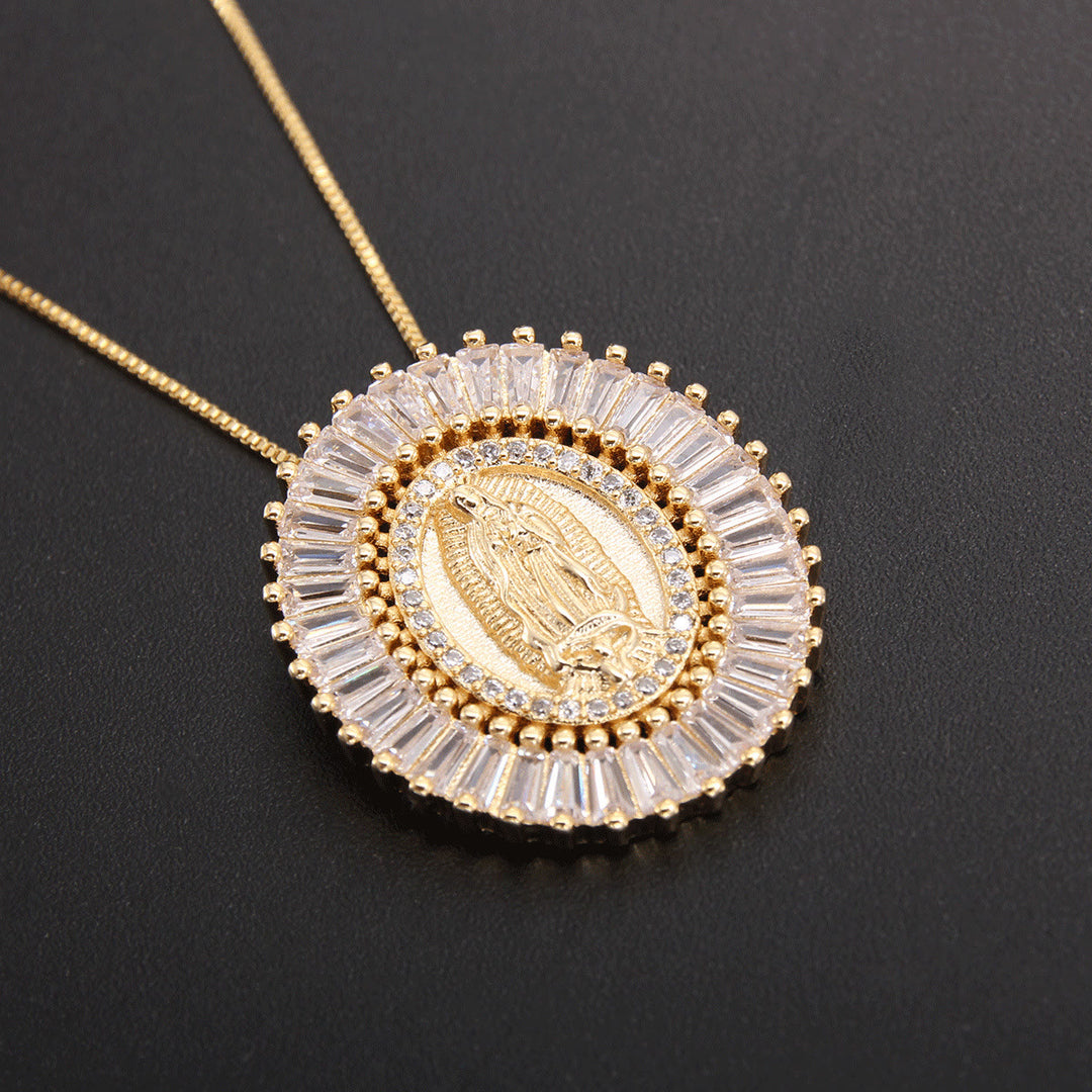 Christianartworkshop Collana con ciondolo amuleto in zirconia della Madonna di Guadalupe - image 1