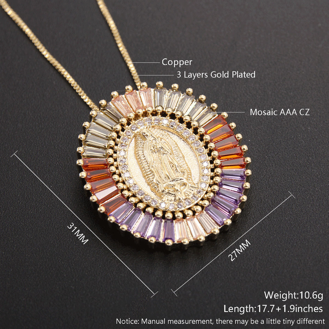 Christianartworkshop Collana con ciondolo amuleto in zirconia della Madonna di Guadalupe - image 7