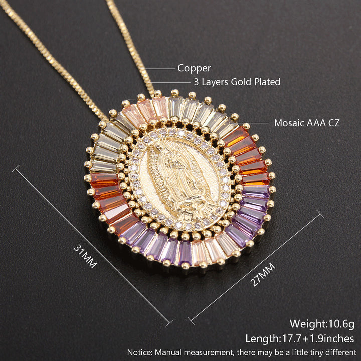 Christianartworkshop Collana con ciondolo amuleto in zirconia della Madonna di Guadalupe - image 7