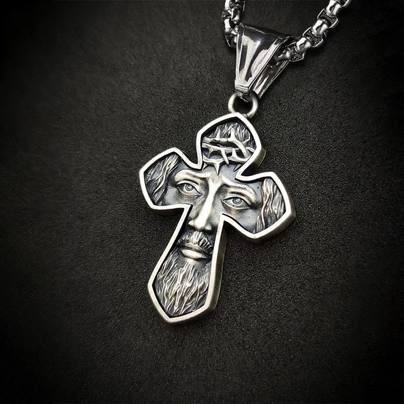 Christianartworkshop Collana con ciondolo cristiano fatto a mano in argento con croce di Gesù - image 2