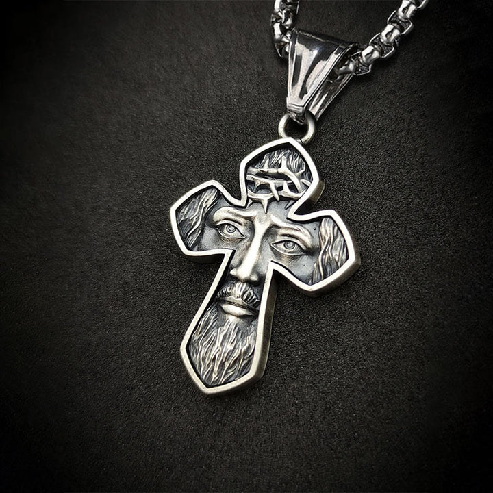 Christianartworkshop Collana con ciondolo cristiano fatto a mano in argento con croce di Gesù - image 2