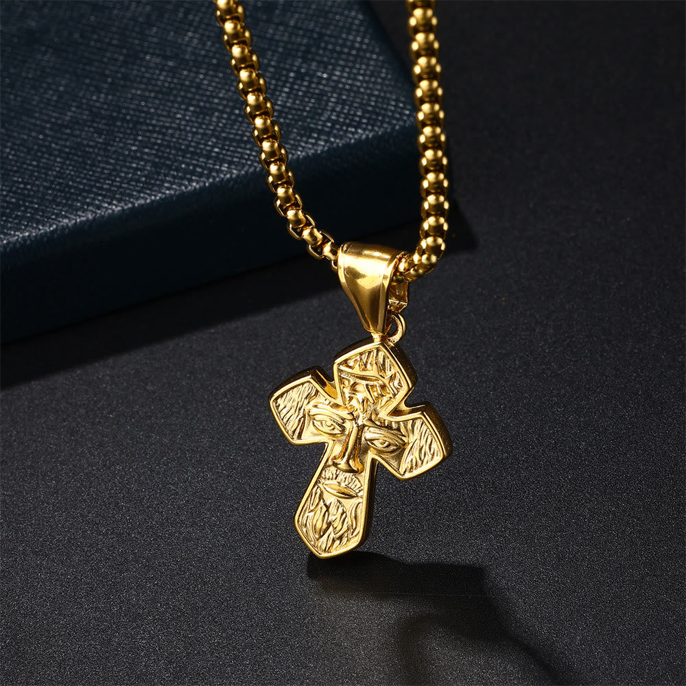 Christianartworkshop Collana con ciondolo cristiano fatto a mano in argento con croce di Gesù - D'oro - image 6