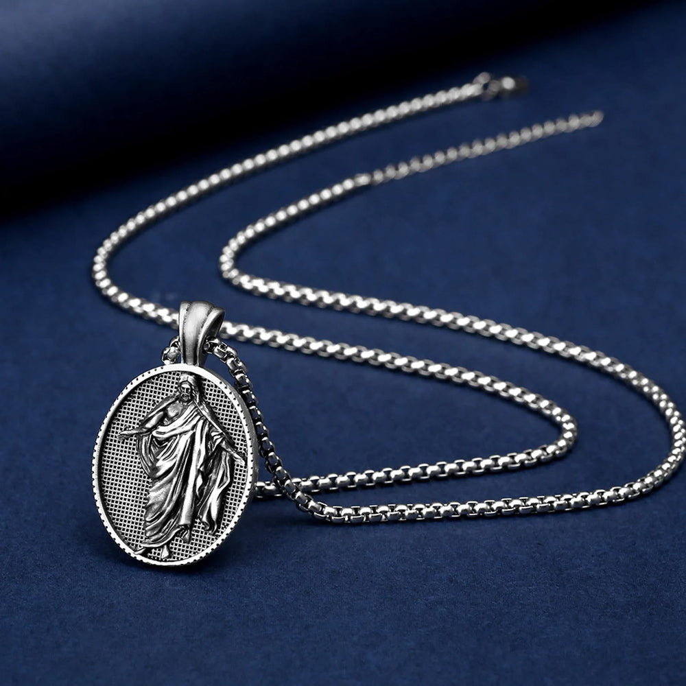 Christianartworkshop Collana con ciondolo a forma di medaglione di Gesù e benedizione - image 1