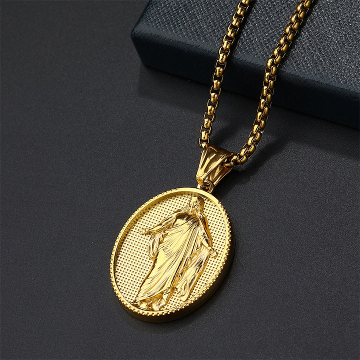 Christianartworkshop Collana con ciondolo a forma di medaglione di Gesù e benedizione - image 6