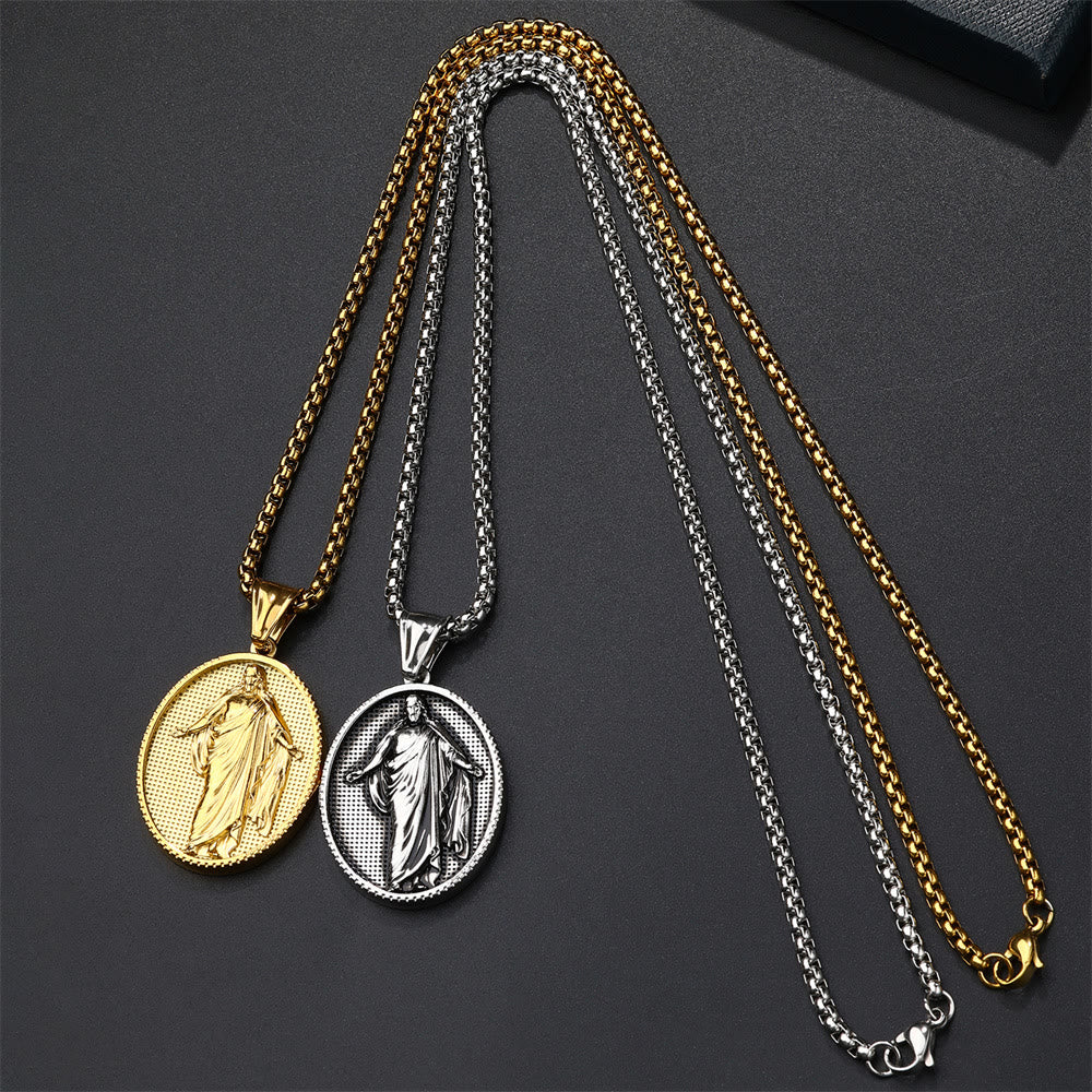 Christianartworkshop Collana con ciondolo a forma di medaglione di Gesù e benedizione - image 9