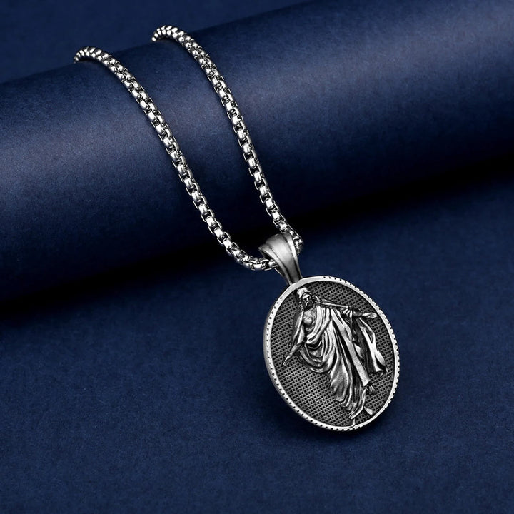 Christianartworkshop Collana con ciondolo a forma di medaglione di Gesù e benedizione - image 3