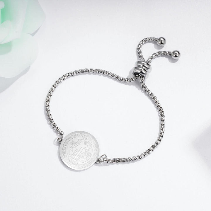 Bracciale regolabile con medaglia incisa di San Benedetto Christianartworkshop - image 10