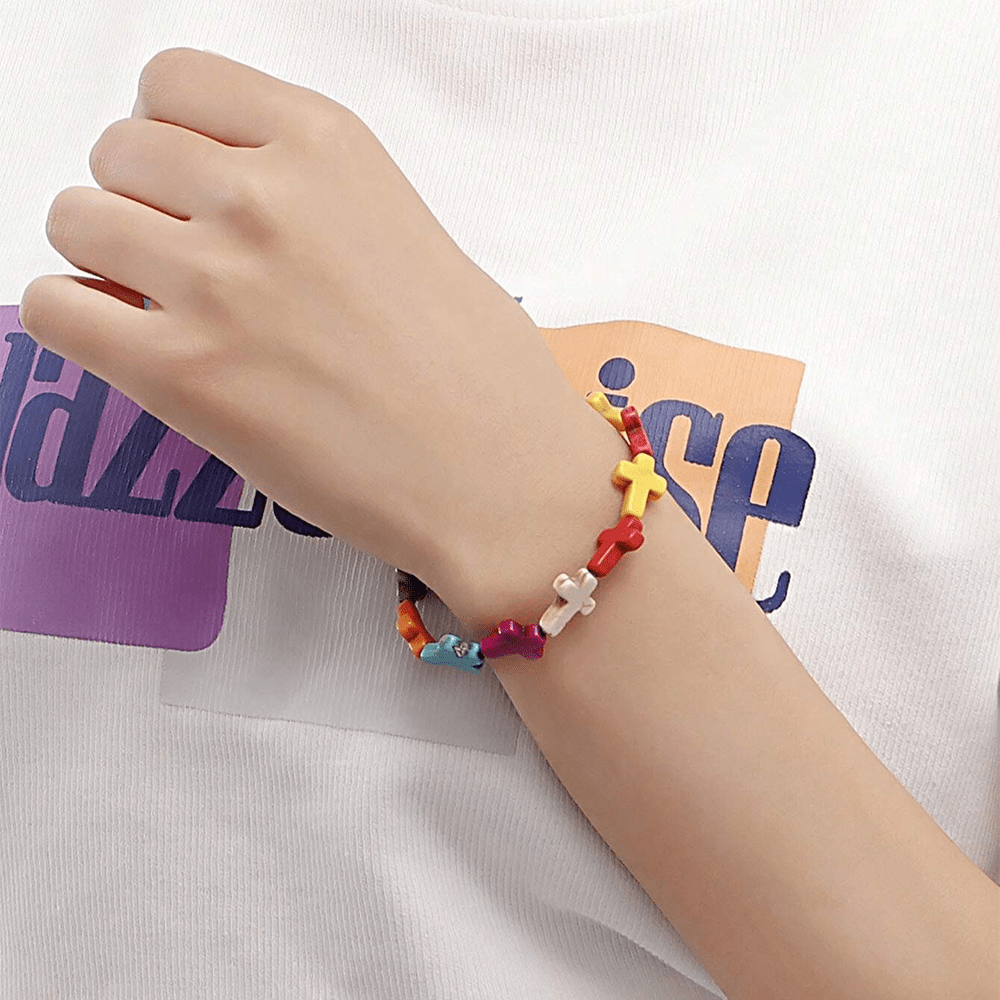 Christianartworkshop Braccialetto di perline turchesi con croce boema - image 1