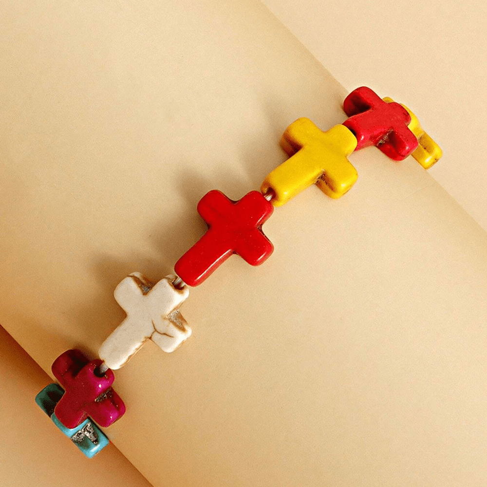 Christianartworkshop Braccialetto di perline turchesi con croce boema - image 3