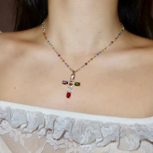 Christianartworkshop Collana con ciondolo a croce con 12 pietre preziose della Bibbia - image 4