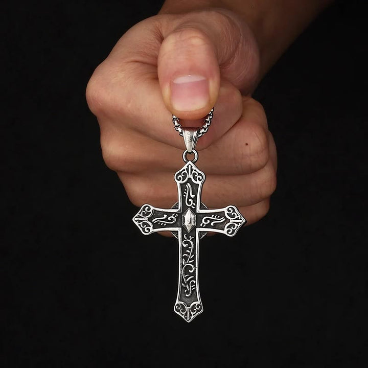 Christianartworkshop Collana con ciondolo a croce della Vergine Maria in titanio retrò - image 3